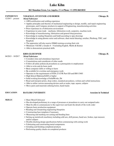 writing a metal fabrication resume